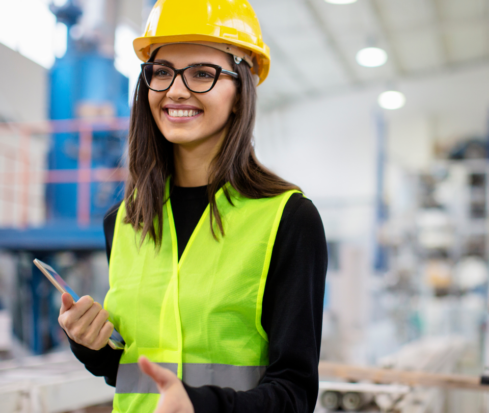Woman wearing hard-hat